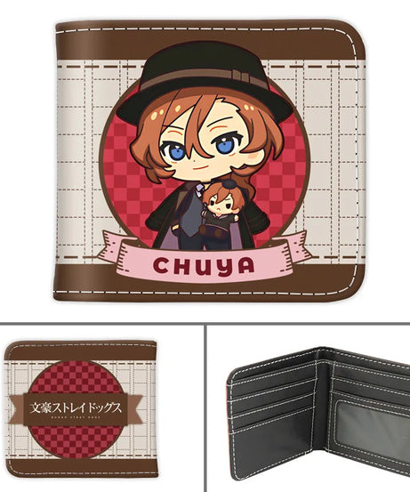 Anime Bungo Stray Dogs Short PU Leather Wallet Cute Nakajima Atsushi Dazai Osamu Folding Purse Gift for Manga Fans