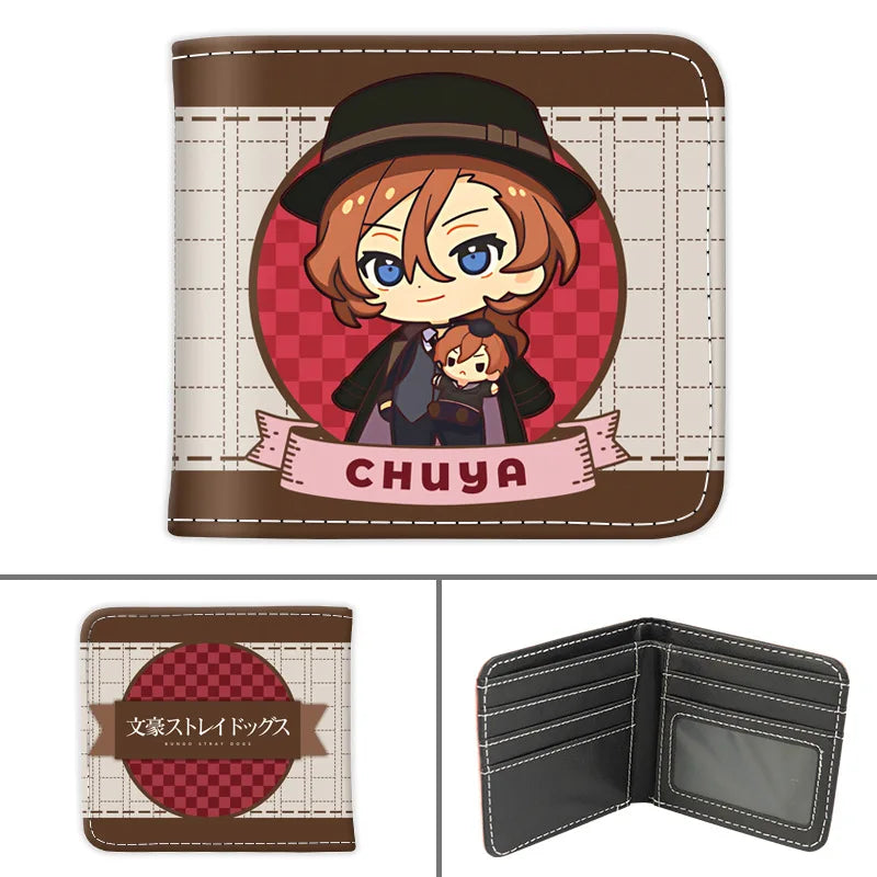 Anime Bungo Stray Dogs Short PU Leather Wallet Cute Nakajima Atsushi Dazai Osamu Folding Purse Gift for Manga Fans
