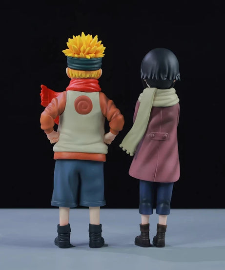 21cm Naruto Childhood Uzumaki Naruto Hinata Hyuga Couple Figure Double Head Sculpt Anime Model Toy Desktop Ornament Collect Gift