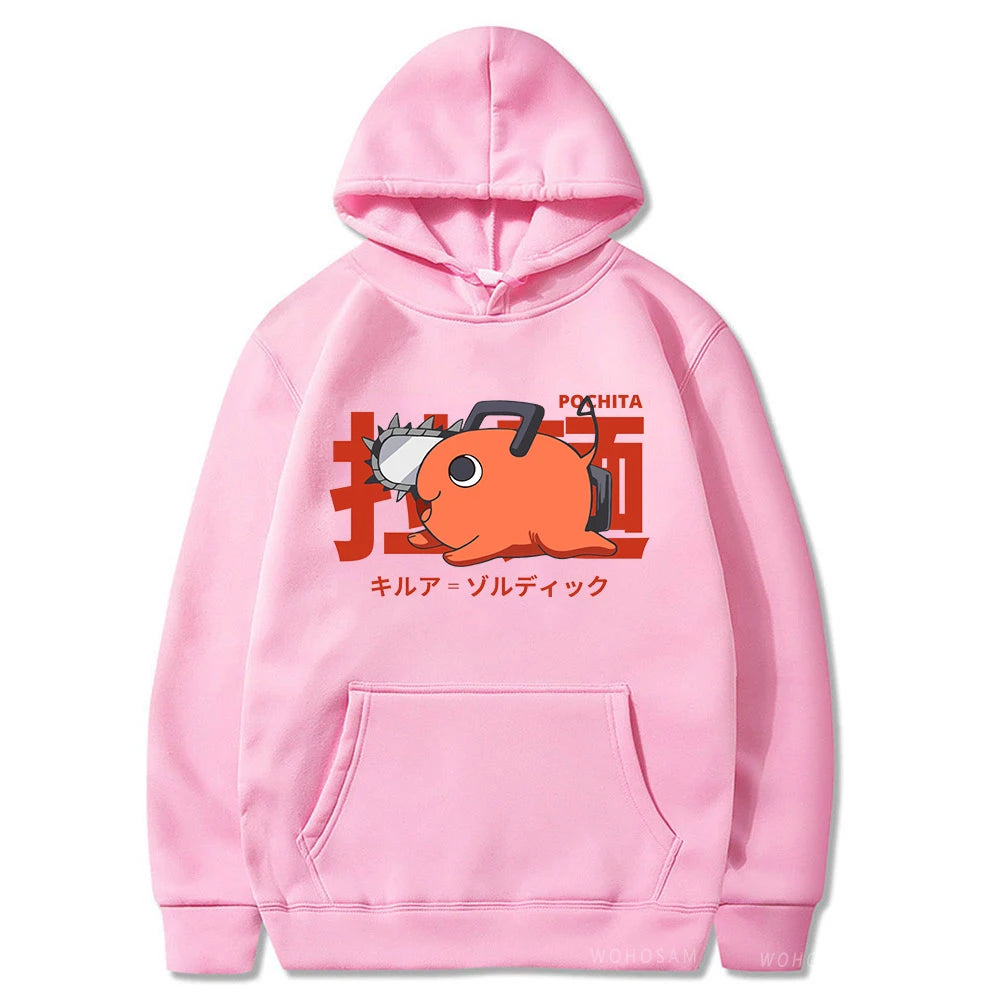 Chainsaw Man Pochita Graphic Fleece Hoodie – Anime Pullover Sweatshirt 8