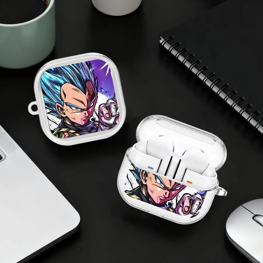 Clear Earphone Cases Cover With Hook Case For Samsung Galaxy Buds 3Pro 4Pro Live 3 FE 2Pro 2 4 Pro Master Roshi V-Vegeta