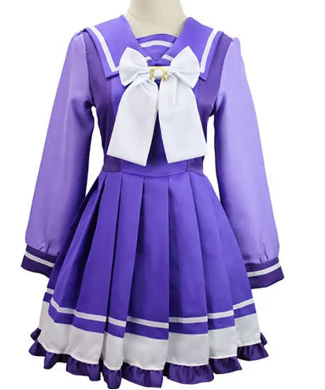 Anime Womens Suit Cosplay Mejiro McQueen Costume Purple Dress Maid Bow Suit Halloween Christmas Outfit