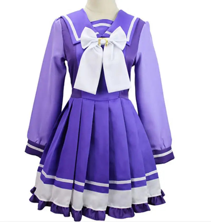 Anime Womens Suit Cosplay Mejiro McQueen Costume Purple Dress Maid Bow Suit Halloween Christmas Outfit