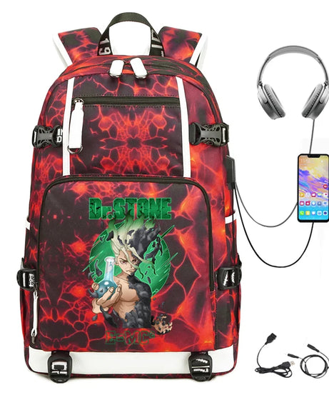 Dr. Stone Anime Backpack – Large Capacity Student & Travel Bag