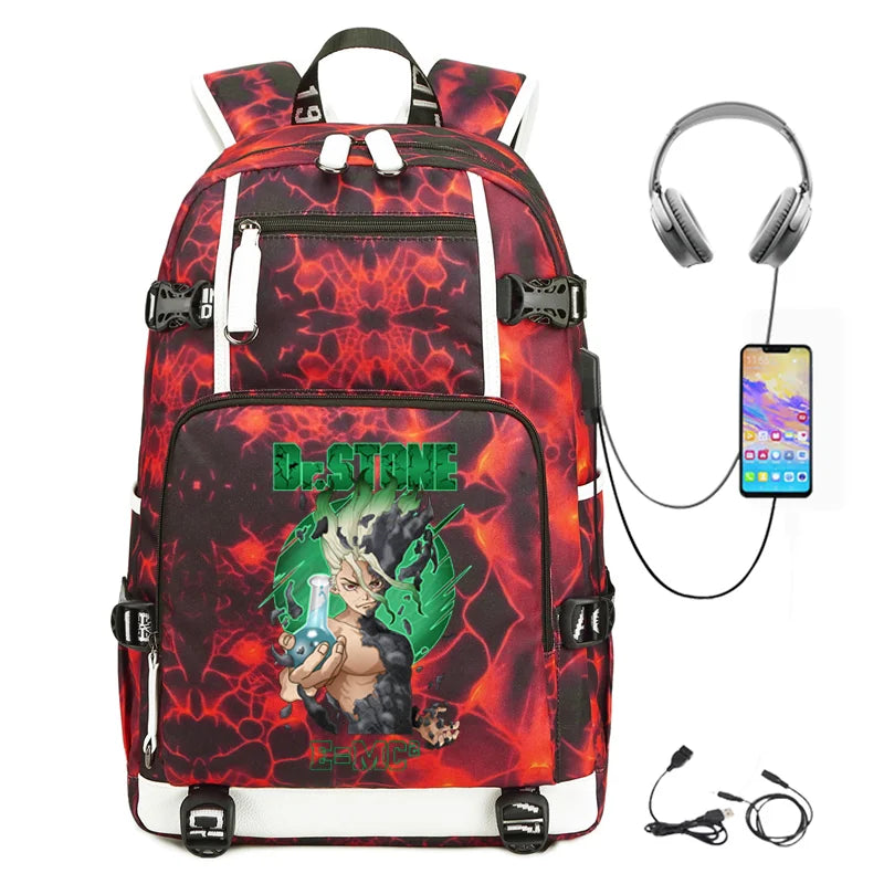 Dr. Stone Anime Backpack – Large Capacity Student & Travel Bag