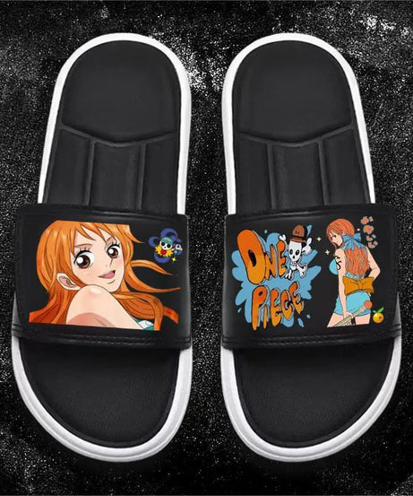 One Piece Anime Luffy Zoro Nami  Pattern New Slippers Men and Women Fashionable Flat Outdoor Comfortable Sandals Gift