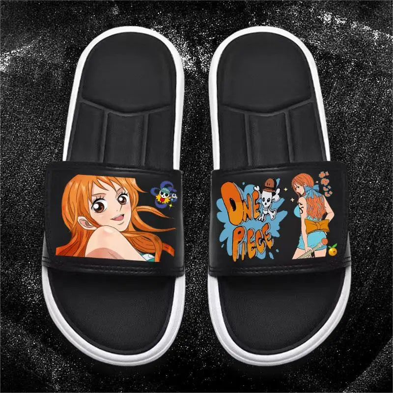 One Piece Anime Luffy Zoro Nami  Pattern New Slippers Men and Women Fashionable Flat Outdoor Comfortable Sandals Gift