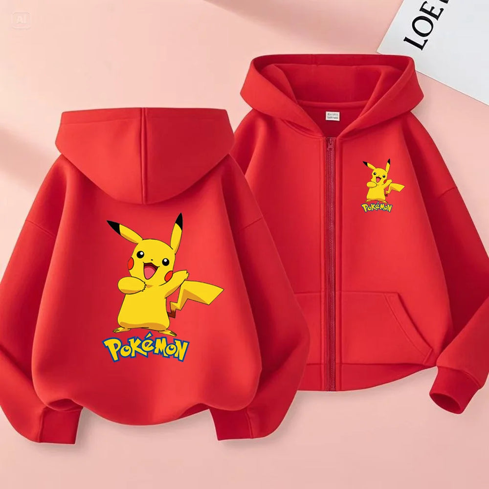 Kids Pikachu Anime Zipper Hoodie – Electric Mouse Print Cardigan Sweatshirt 3