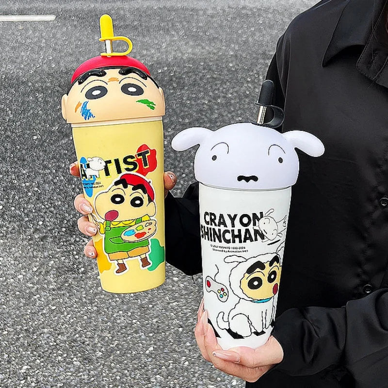 Crayon Shin-Chan Stainless Steel Thermos Mug – 600ml Anime Tumbler with Straw