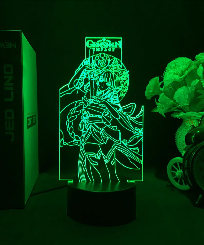 Newly Genshin Impact Night Light Yae Miko Game Figures Acrylic Stand Model 3D Table Lamp Kids Git Acrylic Bedside lamp