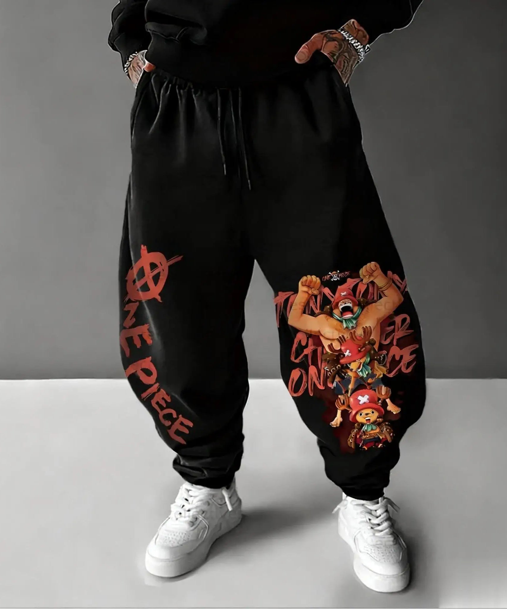 Streetwear One Piece Anime Men Joggers Pants Luffy Graphic Print Sweatpants Loose Casual Sportswear Spring Autumn Trousers