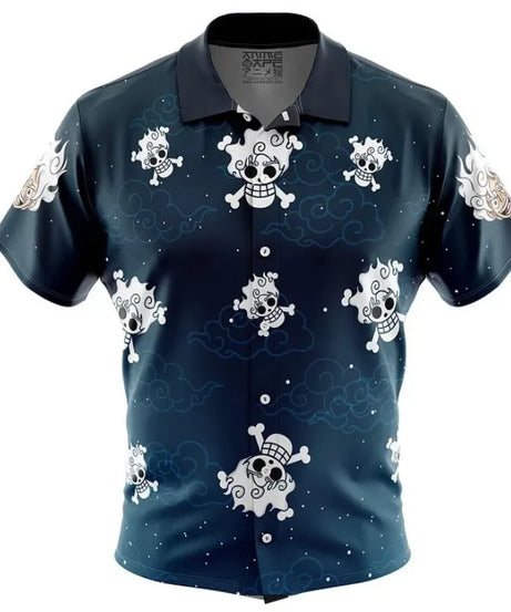 One Piece Luffy Anime Button Up Hawaiian Shirt Fashion Trend Breathable Loose Versatile Casual Sports Summer Men Cosplay Clothes