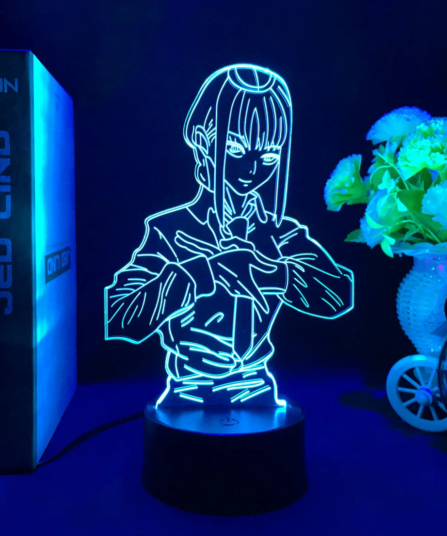 Anime Chainsaw Man Led Acrylic Stand Denji Power Makima Action Figure For Kids Bedroom Decor Nightlight Birthday