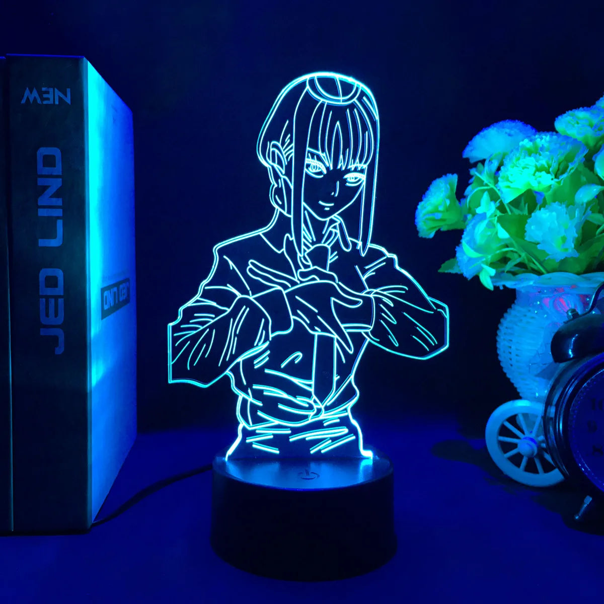 Anime Chainsaw Man Led Acrylic Stand Denji Power Makima Action Figure For Kids Bedroom Decor Nightlight Birthday