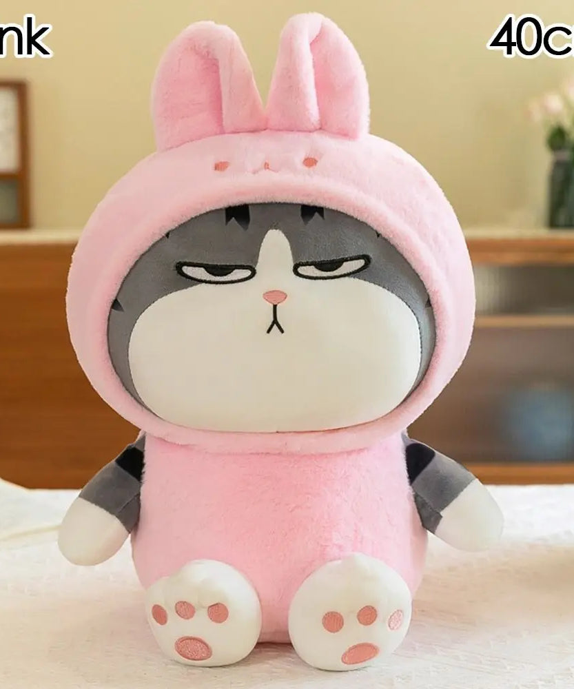 22/40cm Tabby Cat Doll Plush Toy Small Hooded Dressed Panda Frog Bunny Plushie Peluche Cosplay Animal Kids