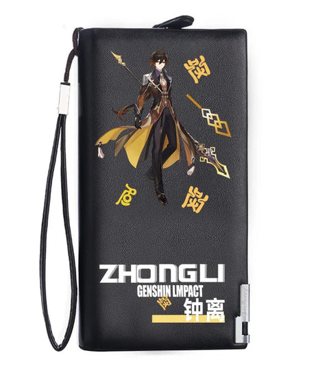 Genshin Impact Mondstadt Anime Peripheral New Zipper PU Wallet Handsome Personality Boy Print Coin Purse Short Card Pack Holiday