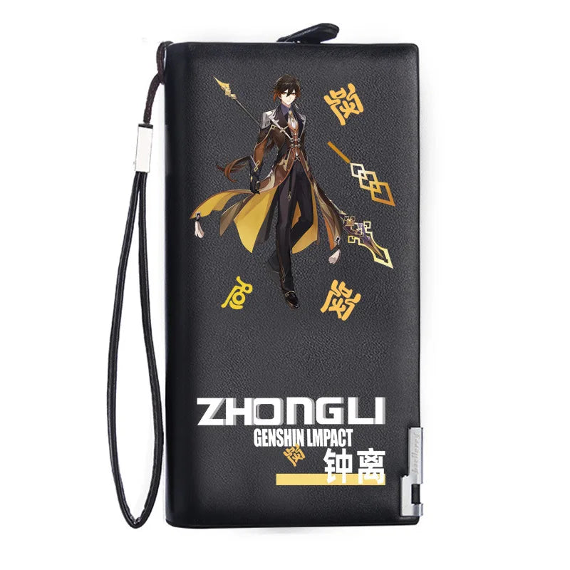 Genshin Impact Mondstadt Anime Peripheral New Zipper PU Wallet Handsome Personality Boy Print Coin Purse Short Card Pack Holiday