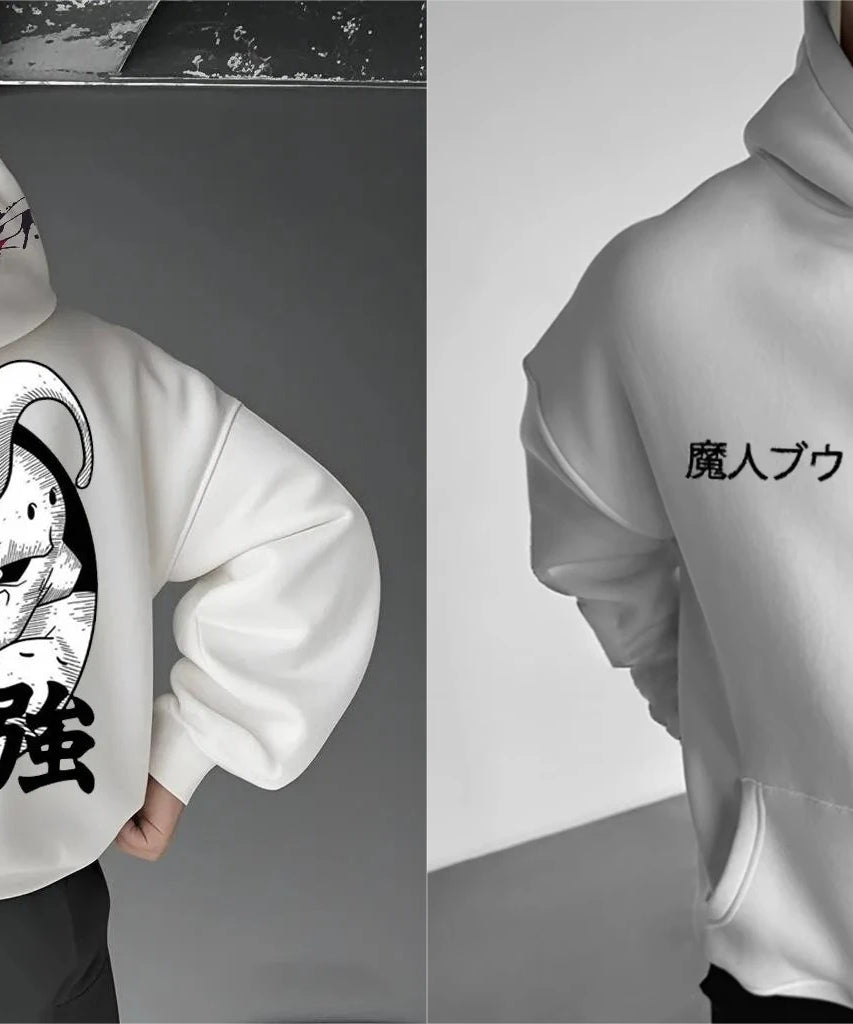 Oversized Men's Hoodie Anime Dragon Ball Majin Graphic Streetwear Sweatshirt Women Long Sleeve Y2k Autumn Sweater Tops Unisex