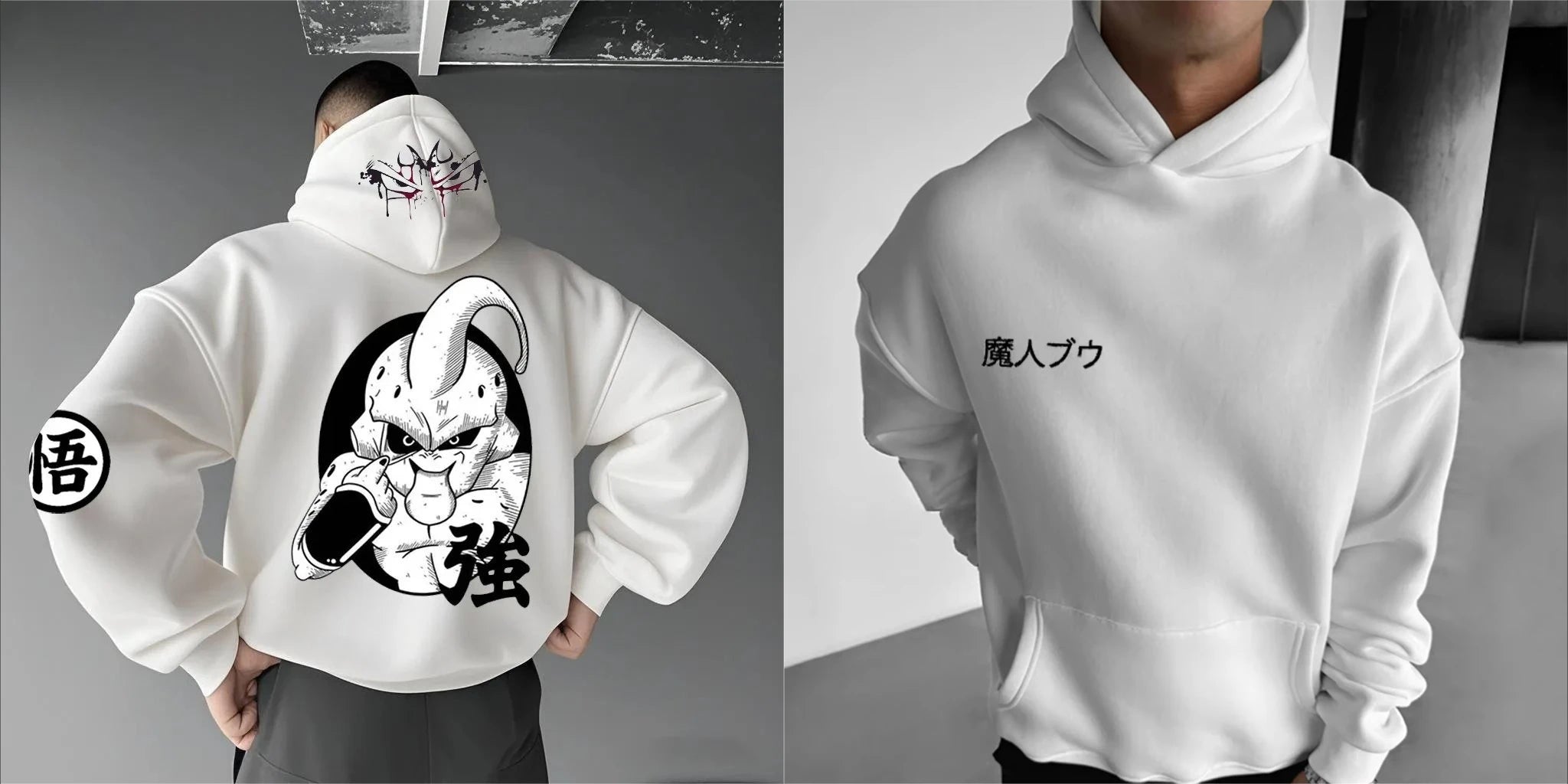 Oversized Men's Hoodie Anime Dragon Ball Majin Graphic Streetwear Sweatshirt Women Long Sleeve Y2k Autumn Sweater Tops Unisex