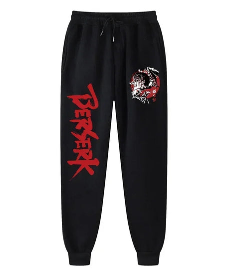 Men's berserk animated printed sportswear pants sports jogging pants casual polar lining pocket pants