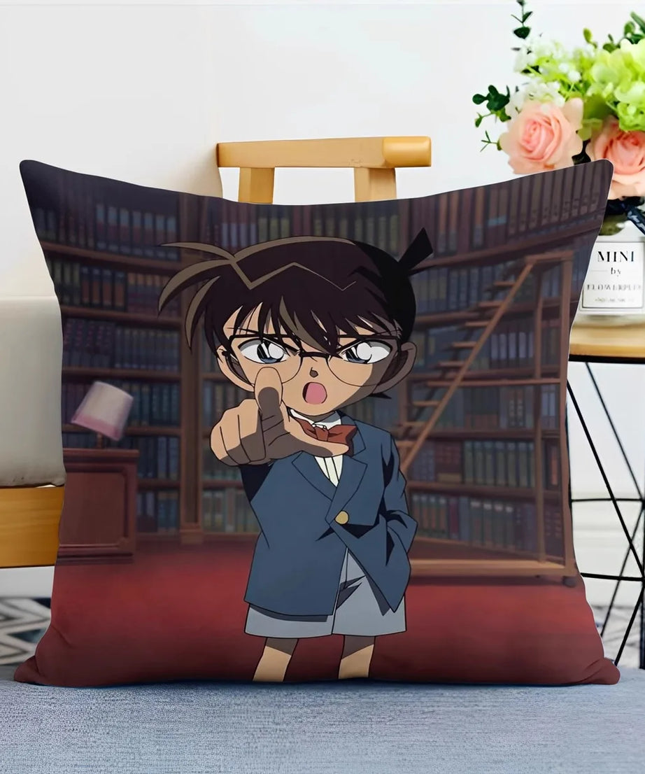 Detective Conan Pillowcase – Soft Anime Cushion Cover with Zipper for Sofa & Bedroom Decor