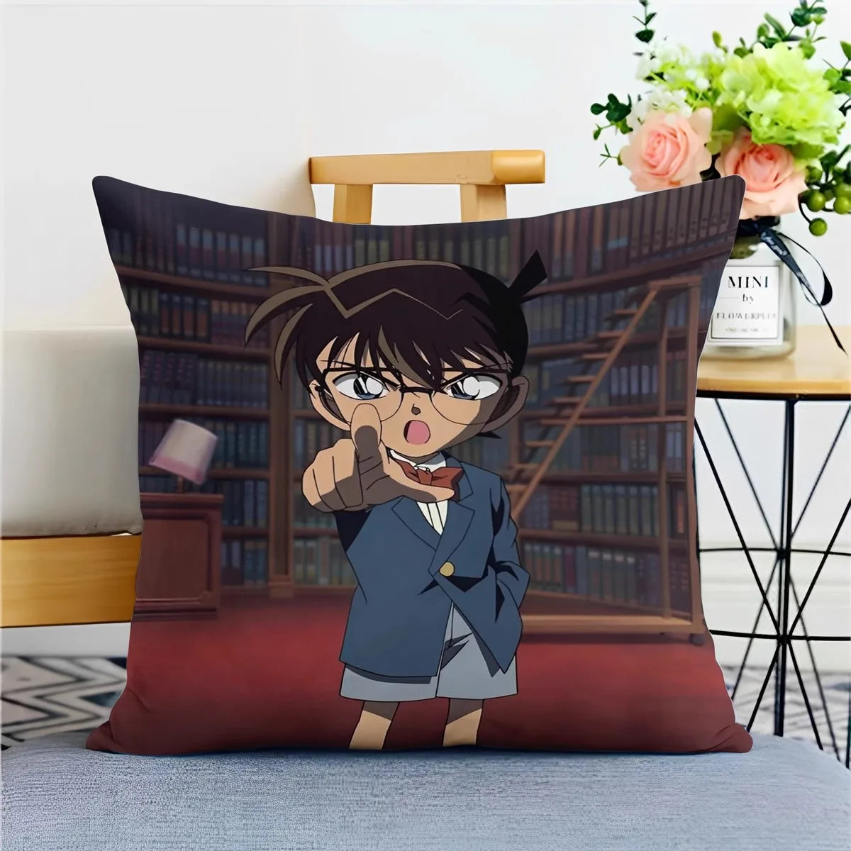 Detective Conan Pillowcase – Soft Anime Cushion Cover with Zipper for Sofa & Bedroom Decor