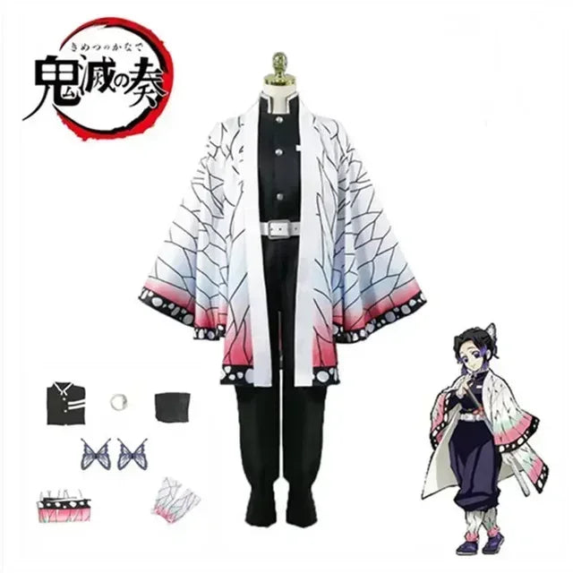 Anime Demon Slayer Shinobu Kocho Cosplay Costume – Uniform, Wig & Butterfly Set 8