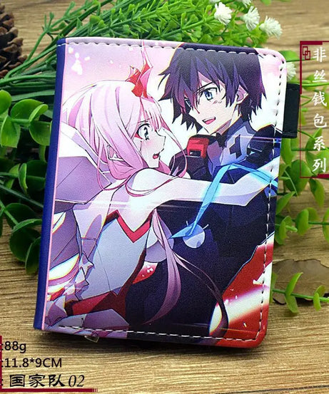 Darling in the FRANXX Cute Anime Purse with Coin Pocket Colorful Printing Short PU Wallet