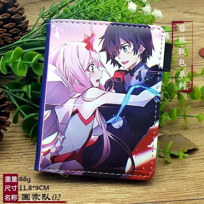 Darling in the FRANXX Cute Anime Purse with Coin Pocket Colorful Printing Short PU Wallet