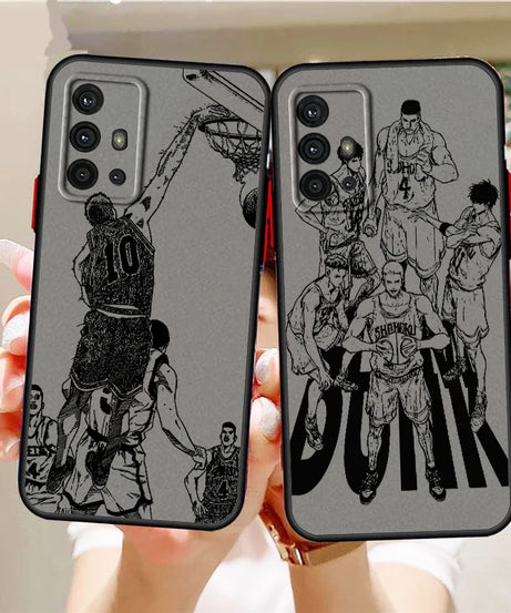 Slam Dunk Popular Anime Art Frosted Translucent For Samsung Galaxy S24 S23 S22 S21 S20 FE S10 S9 S8 Plus Ultra Pro 5G Matte