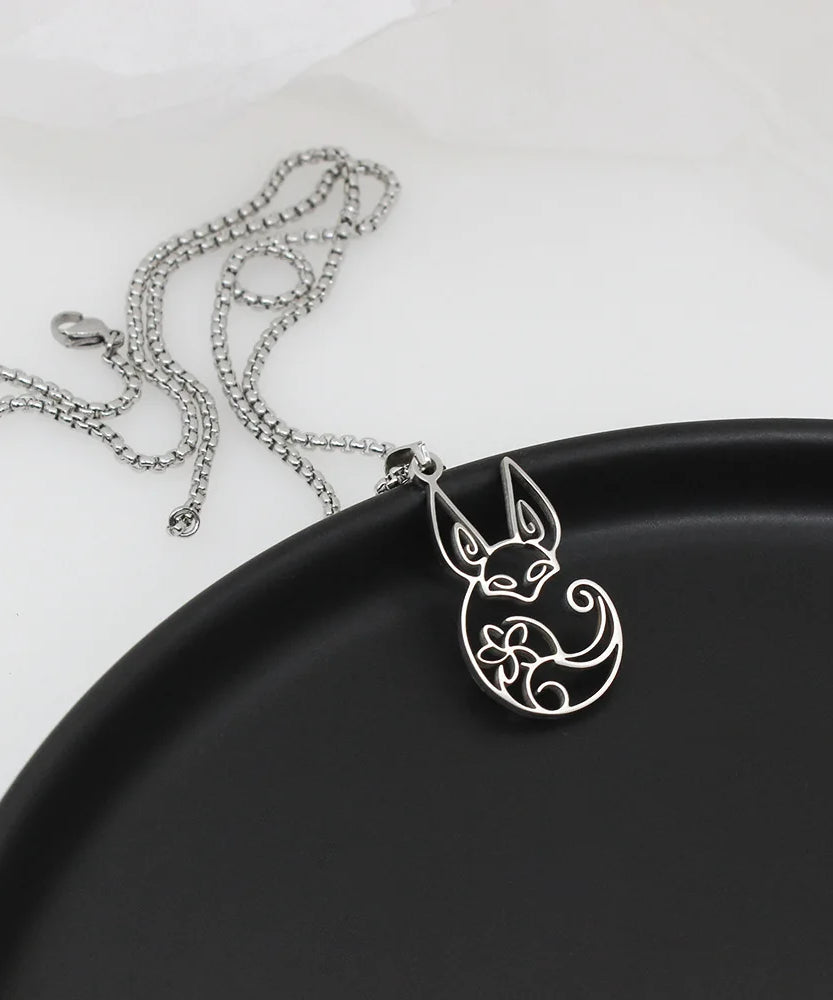 Anime Game Genshin Impact Tighnari Fox Necklace Stainless Steel Cosplay Accessories Cute Pendant Sweater Chain Jewelry