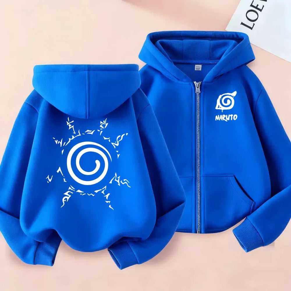 Naruto Cartoon Print Kids Zipper Hoodie – Boys & Girls Autumn/Winter Sweatshirt 3