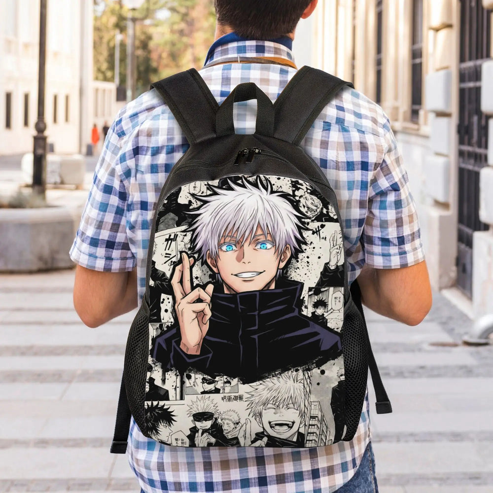 Anime Jujutsu Kaisen Gojo Satoru Retro Print Backpack – Casual School Rucksack & Travel Bag 5