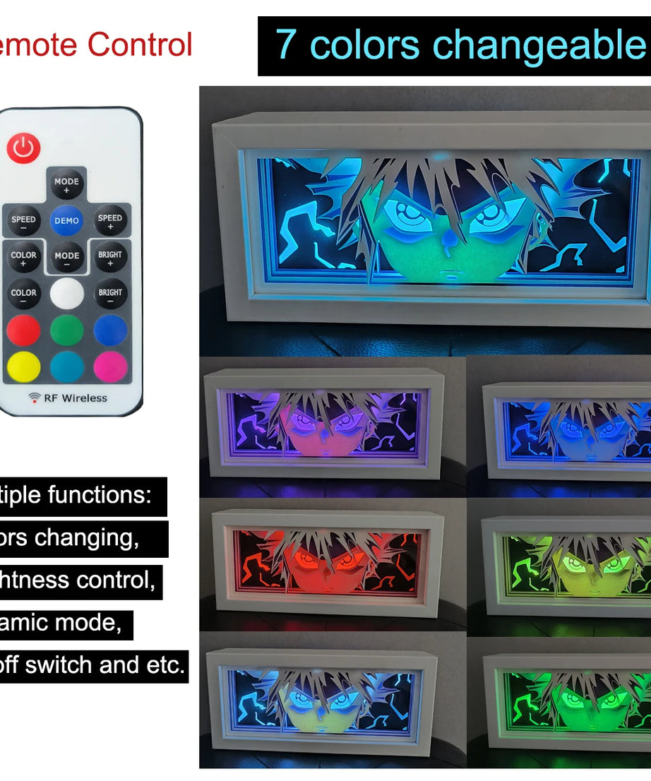 Anime  series paper-cut light room bedroom night light atmosphere light remote control colorful light box
