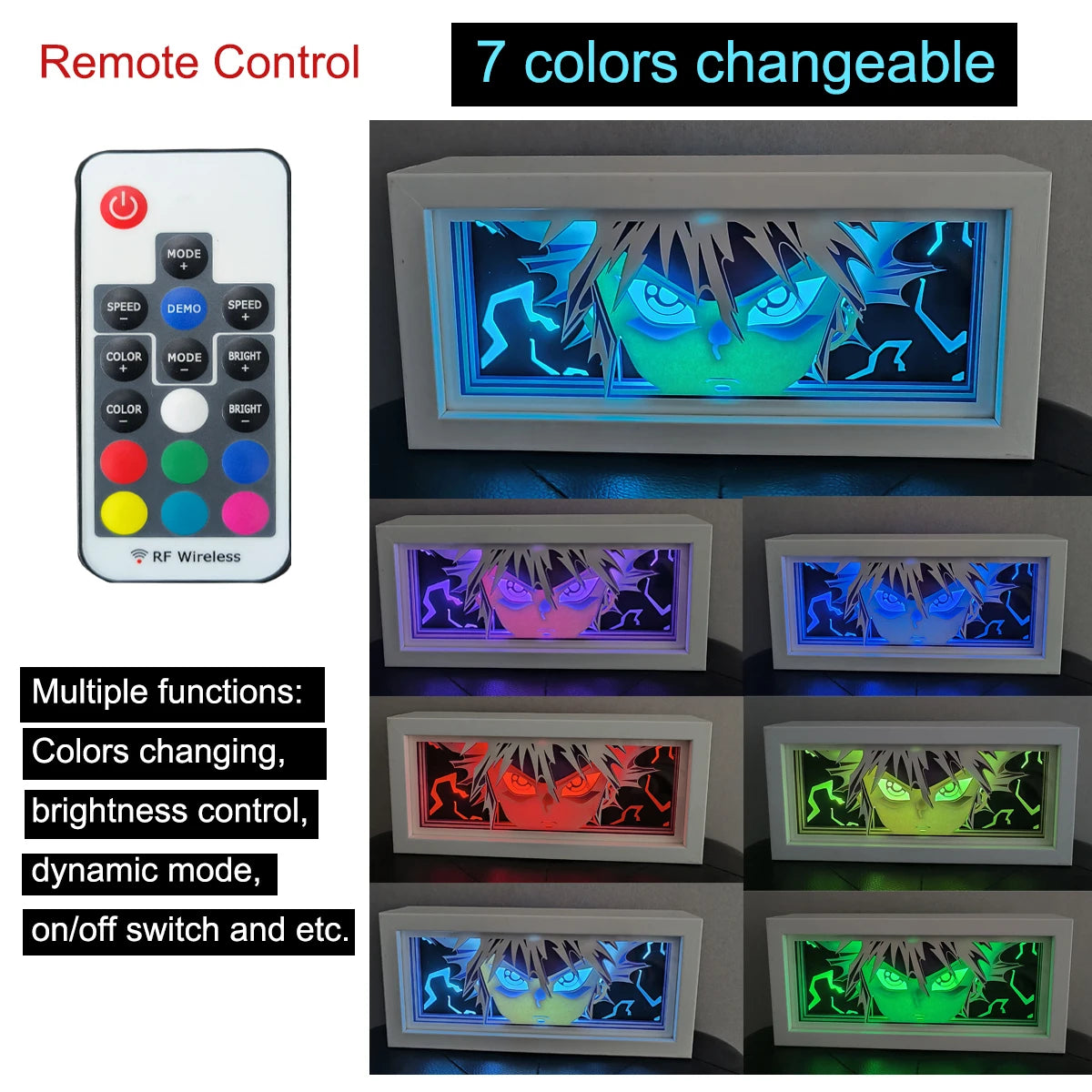 Anime  series paper-cut light room bedroom night light atmosphere light remote control colorful light box