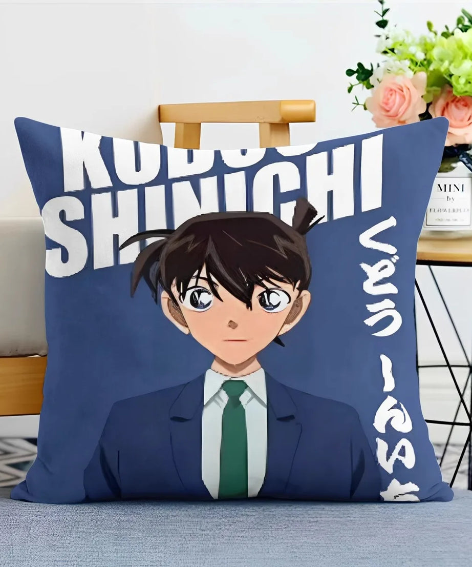 Detective Conan Pillowcase – Soft Anime Cushion Cover with Zipper for Sofa & Bedroom Decor