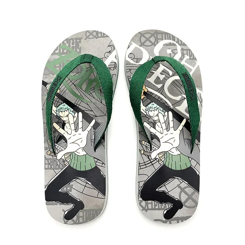 One Piece Roronoa Zoro Slippers Anime Sandals Women Men Home Bathroom Non Slip Flip Flops Outdoor Summer Beach Slides