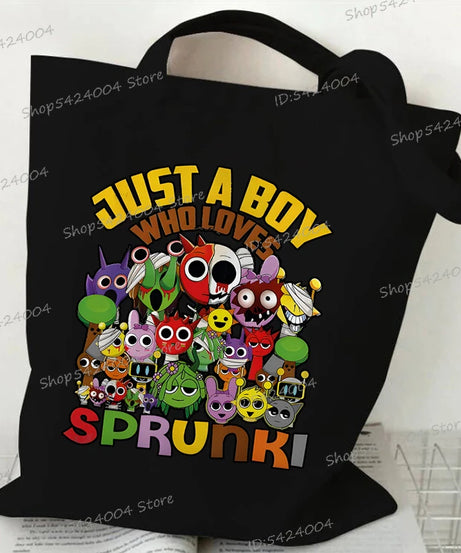 Anime Sprunki Incredibox Game Handbags Women Men Large Capacity No Zipper Canvas Tote Bag Sprunki Figure Shoulder Bag
