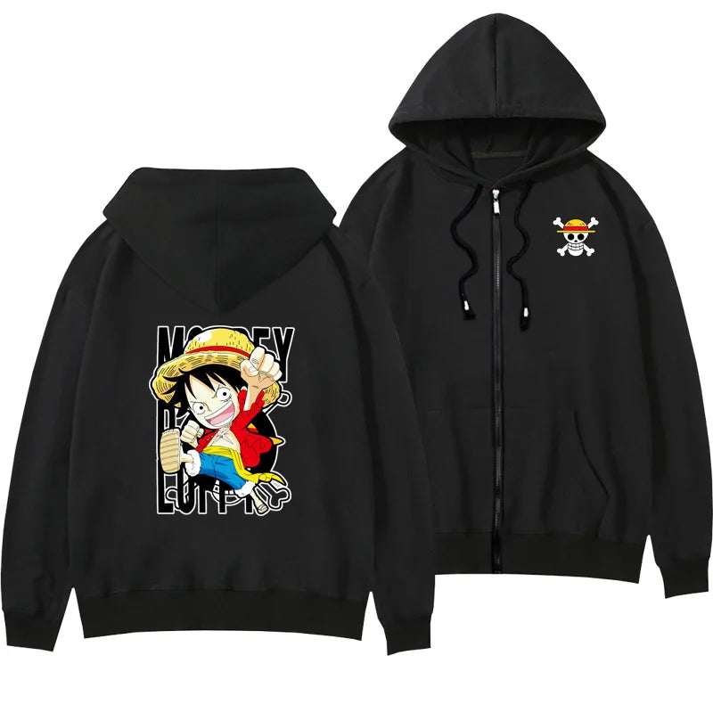 One Piece Anime Women Zip Up Hoodie Jacket Spring Autumn 2New Fashion Mens Sweatshirt Couple Promozed Clothes Coats
