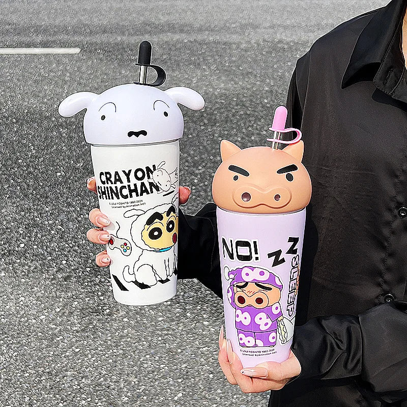 Crayon Shin-Chan Stainless Steel Thermos Mug – 600ml Anime Tumbler with Straw