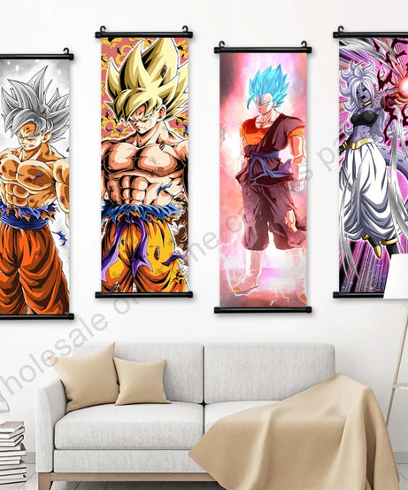 Dragon Ball Z Hanging Canvas Scroll – Goku, Vegeta & Frieza Anime Wall Art