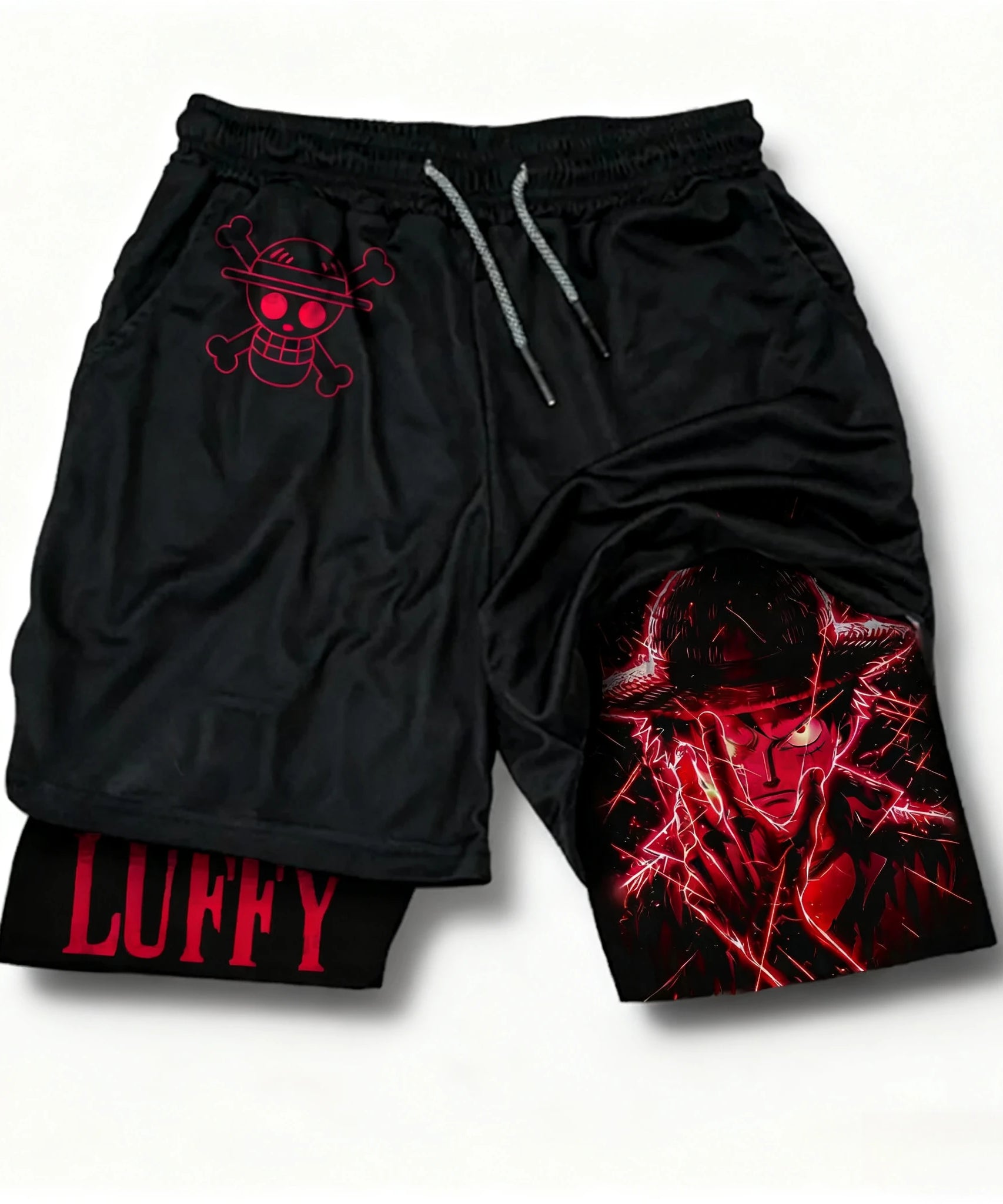 One Piece Anime New Printed 2-in-1 Sports Shorts Summer Street Trendy Fashion Fitness Swimming Hiking Double Layer Shorts