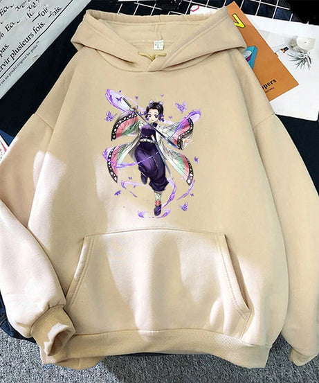 New Fashion Unisex Hoodies Anime Kochou Shinobu Printed Hooded Women Men Harajuku Streetwear Sweatshirt Casual Pullover Tops