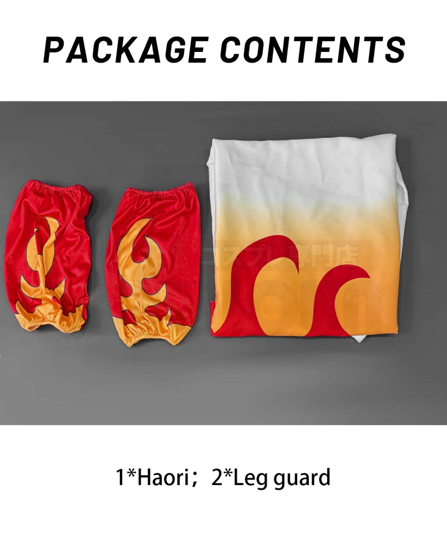 Anime Rengoku Kyoujurou Cosplay Costume Wig Haori Embroidery Top Elastic Pants Belt Convention Halloween Christmas