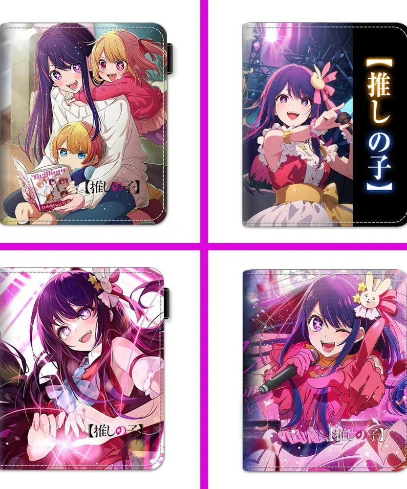 Anime Oshi No Ko Hoshino Akuamarin Short PU Wallets with Zipper Coin Pocket