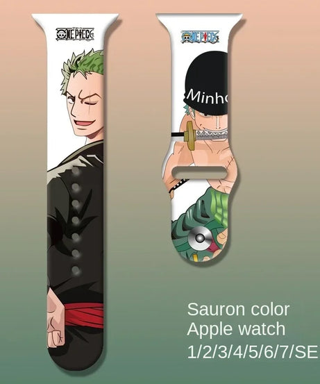 ONE PIECE Luffy Zoro Iwatch Strap Apple Watch Band for Iwatch 7 6 5 4 3 2 1 Se Anime Cartoon Kawaii Bracelet Replace Wristband