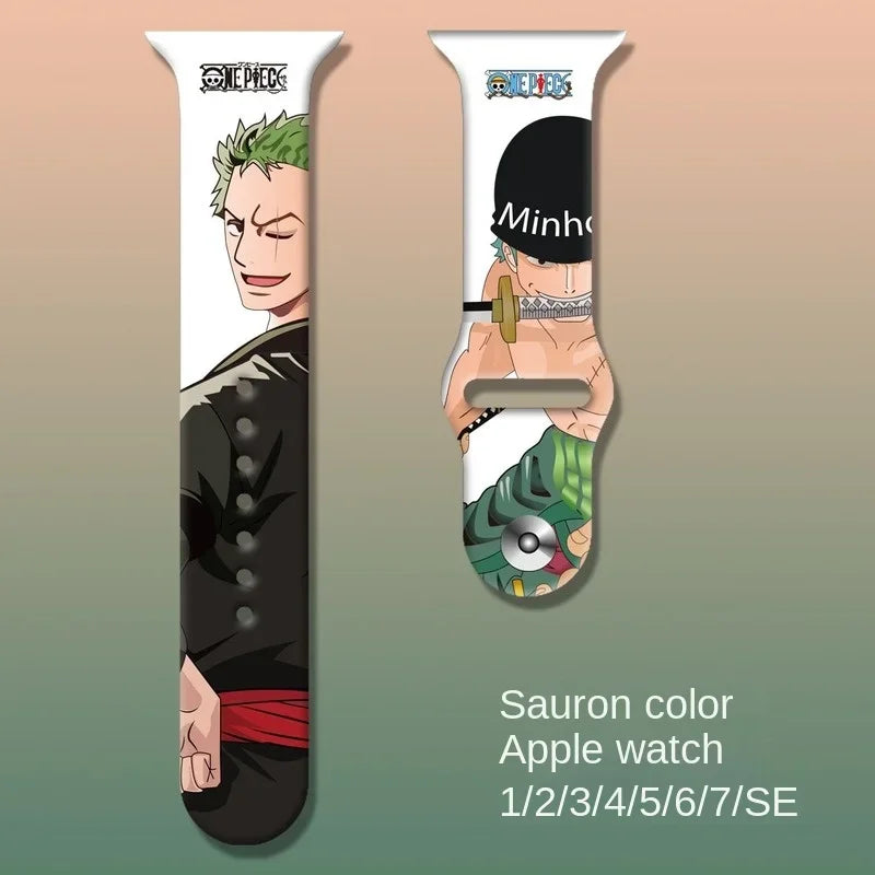 ONE PIECE Luffy Zoro Iwatch Strap Apple Watch Band for Iwatch 7 6 5 4 3 2 1 Se Anime Cartoon Kawaii Bracelet Replace Wristband
