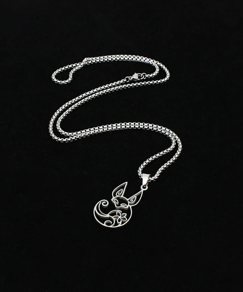 Anime Game Genshin Impact Tighnari Fox Necklace Stainless Steel Cosplay Accessories Cute Pendant Sweater Chain Jewelry