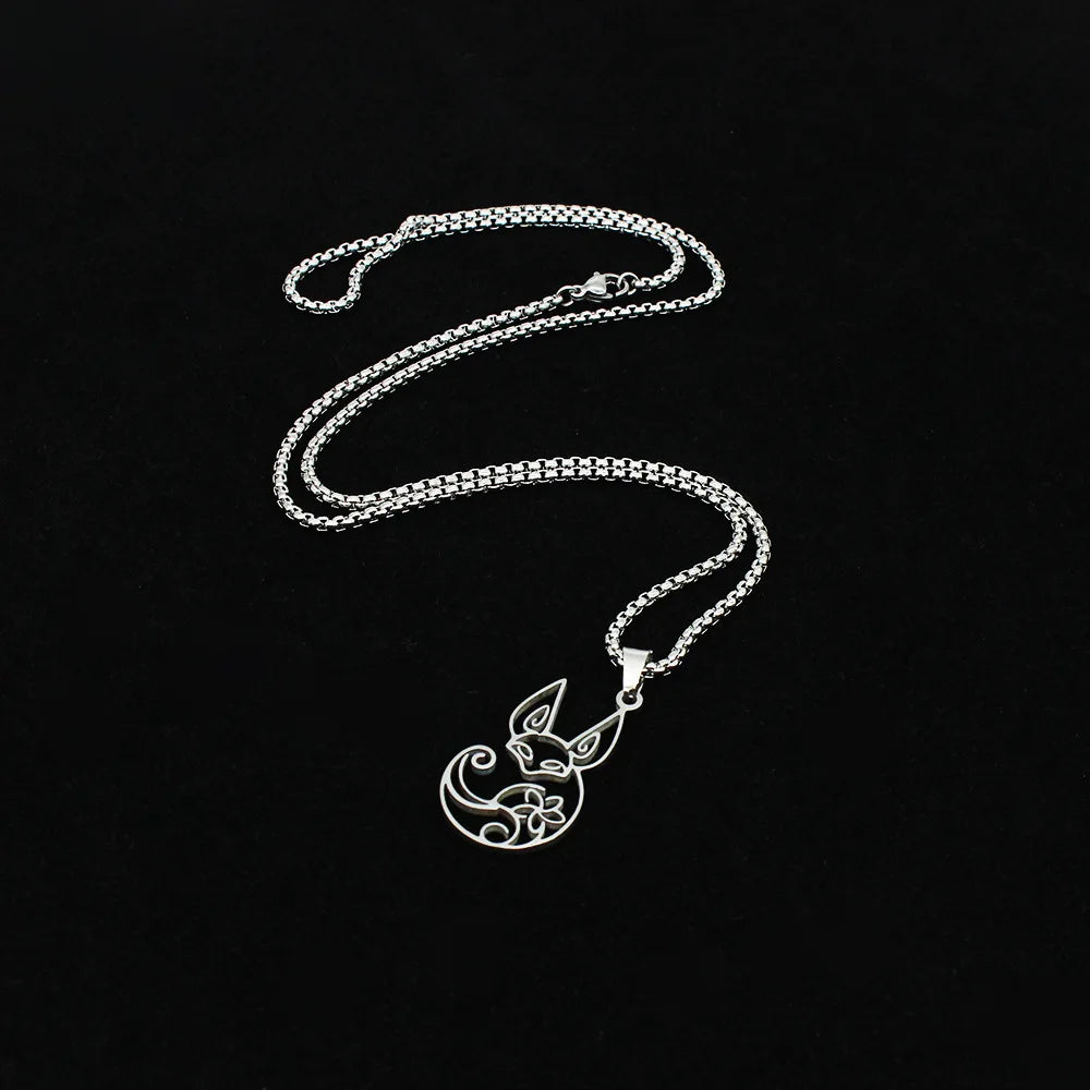 Anime Game Genshin Impact Tighnari Fox Necklace Stainless Steel Cosplay Accessories Cute Pendant Sweater Chain Jewelry