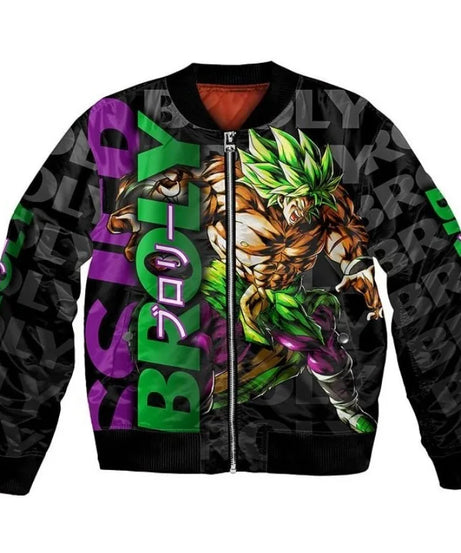 Plus Size Anime Bomber Jacket for Men - One Piece Naruto Dragon Ball Themed Military Aviator Coat, Cosplay Winter Outerwear Gift